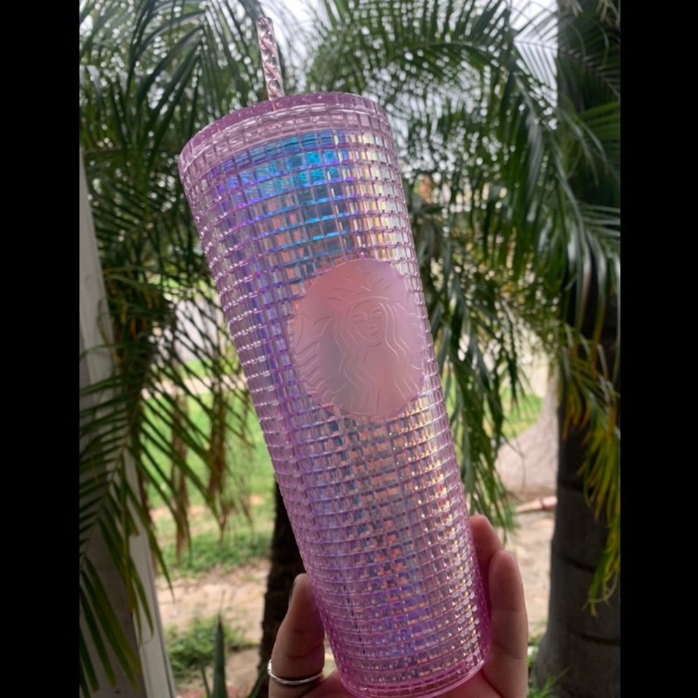 Pink Iridescent Studded Starbucks Tumbler